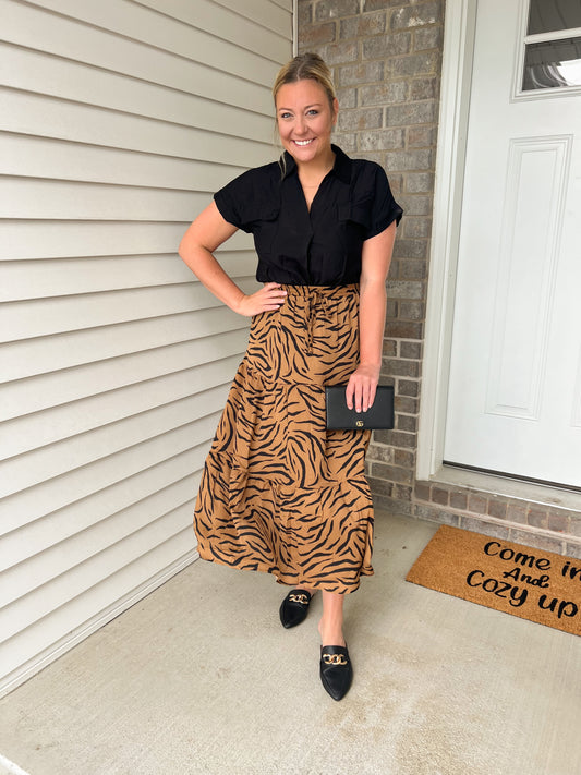 Wilder Tiger Midi Skirt