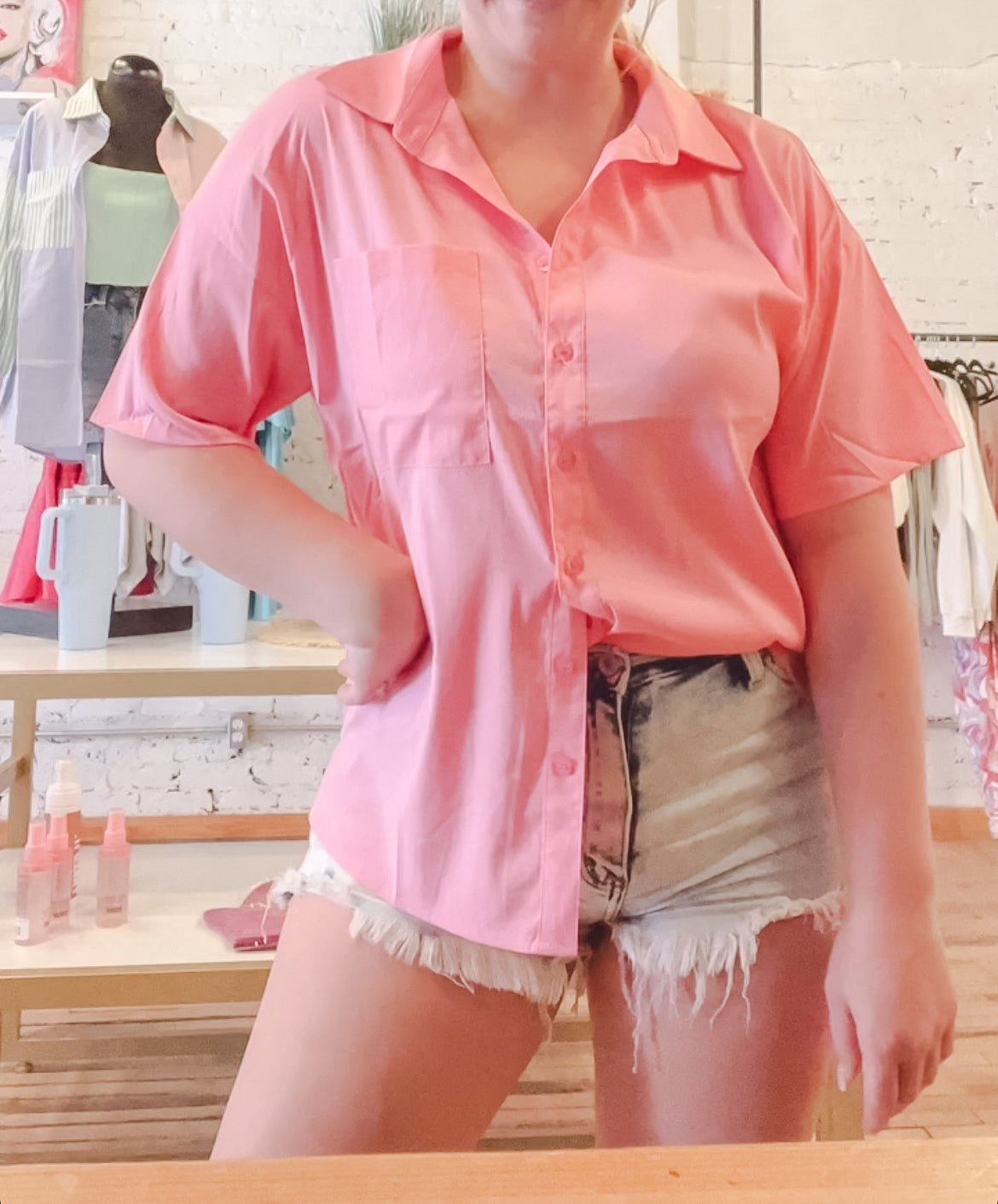 Pink Moment Button Up